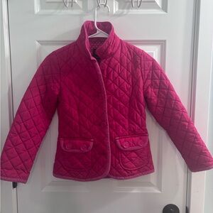 Pink Quilted Gap Kids Button Front Jacket Corduroy Collar Girl's Size Med (8)